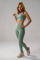 Conjunto Top Alça Larga  + Legging Verde Olive